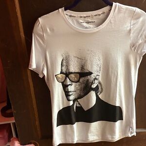 Karl Lagerfeld White Tee with Black Graphic